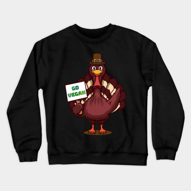 Thanksgiving Go Vegan Crewneck Sweatshirt by MGO Design